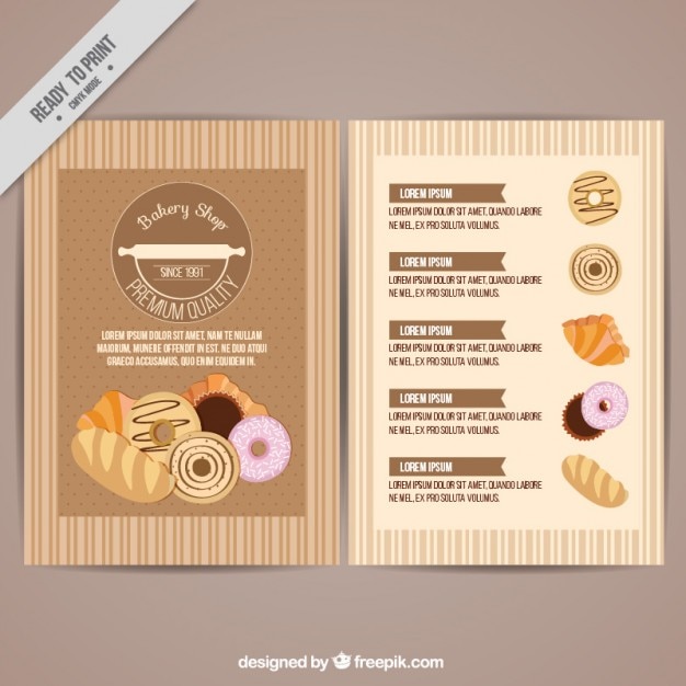 Free vector bakery shop menu template