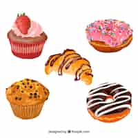 Free vector bakery stickers collection in 2d style