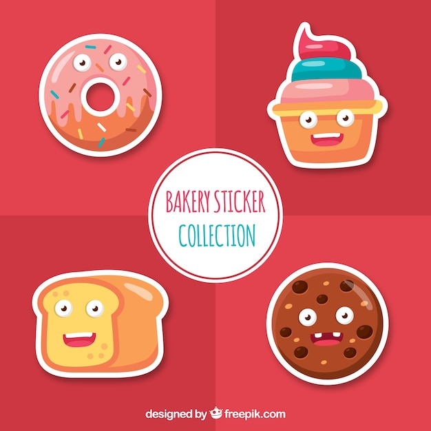 Bakery stickers collection in flat style