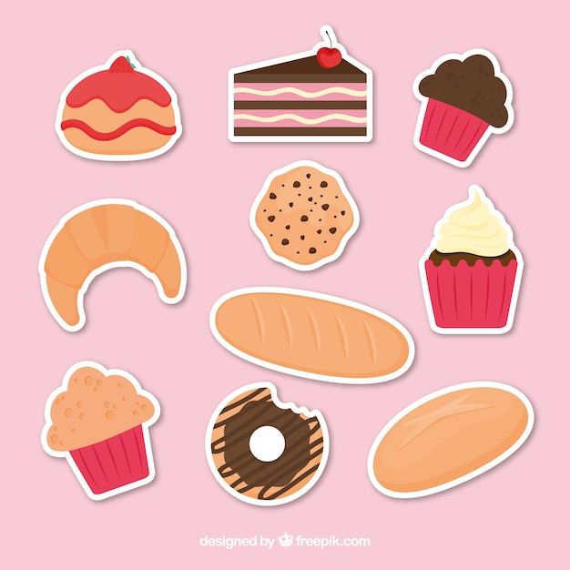 Bakery stickers collection in flat style