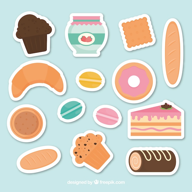 Bakery stickers collection in flat style
