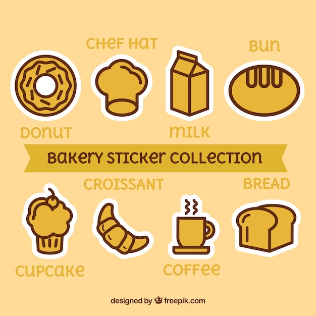 Bakery stickers collection in flat style