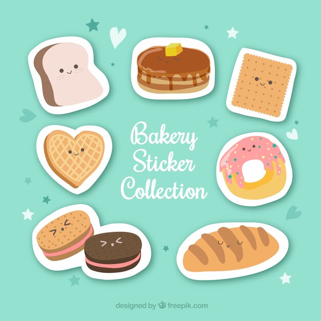 Bakery stickers collection in flat style