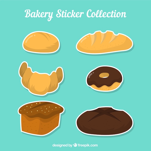 Bakery stickers collection with sweets and bread