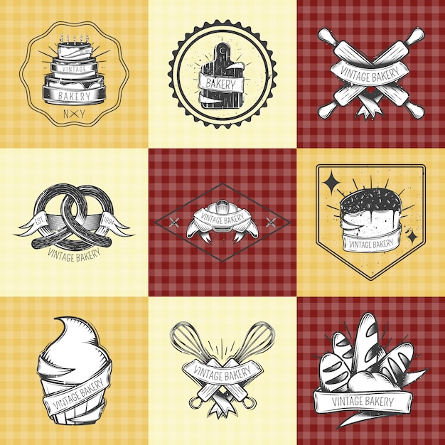 Free vector bakery vintage compositions set