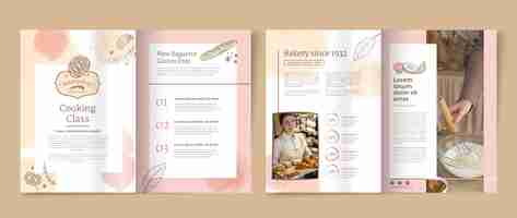 Free vector bakery watercolor marketing pack brochure