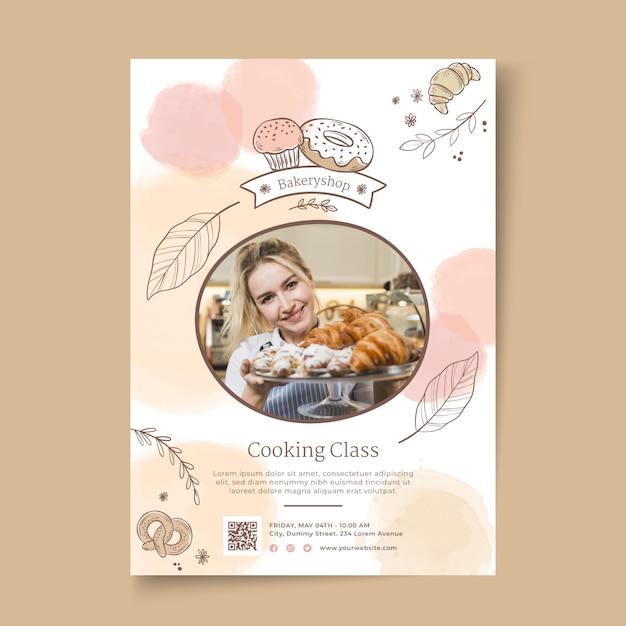 Free vector bakery watercolor marketing pack poster