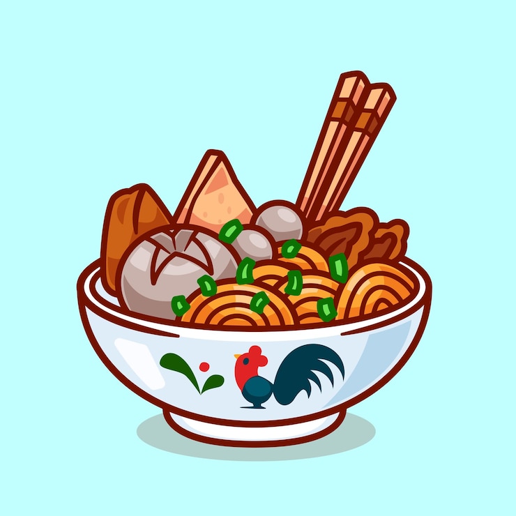 Free Vector bakso food cartoon vector icon illustration food object icon isolated flat vector