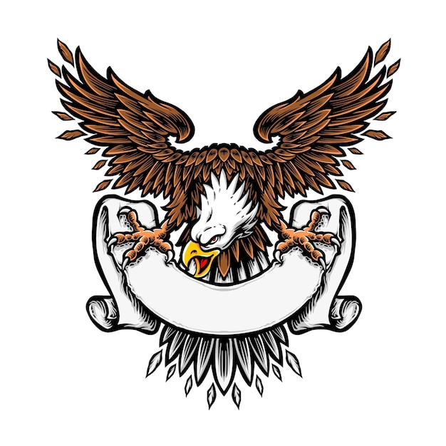 Бесплатное векторное изображение Белоголовый орлан держит пустой вектор баннера