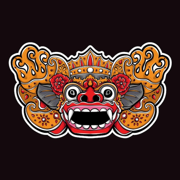Balinese barong mask illustration