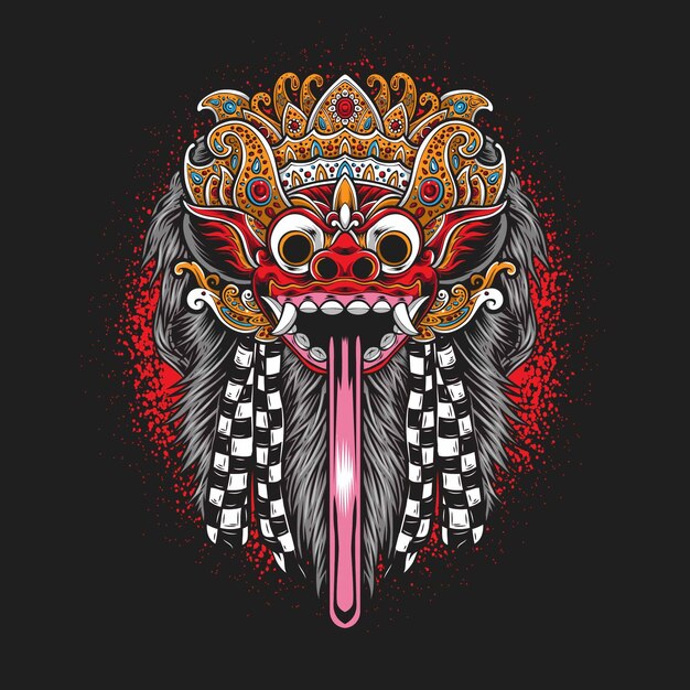 Balinese barong mask isolated on black