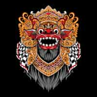 Vettore gratuito balinese barong logo vettoriale illustrazione