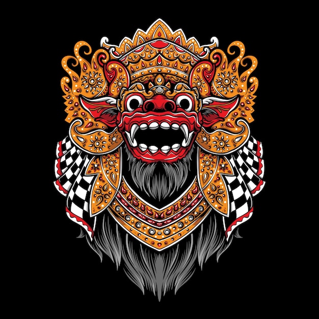 Balinese barong vector logo illustration