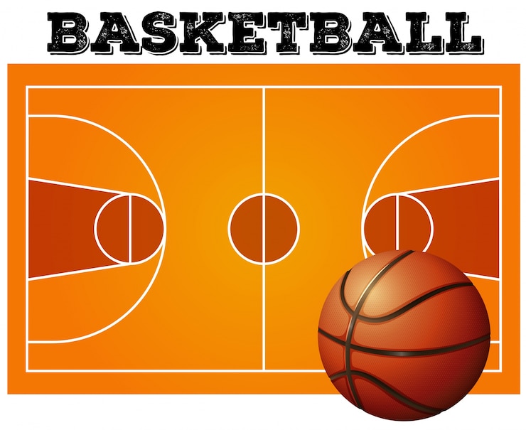 Free Vector ball on the basketball court background