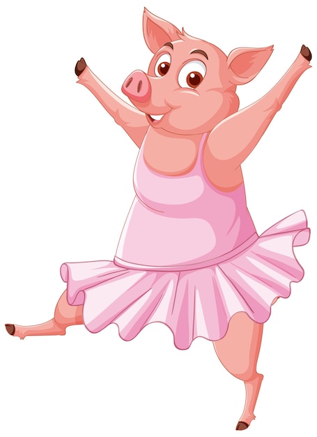 Free vector ballerina pig cartoon character