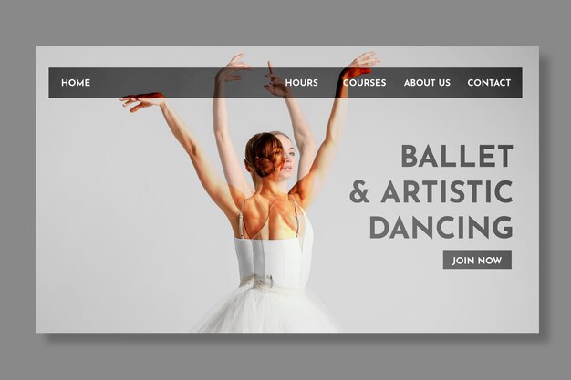 Free vector ballet dancer landing page template
