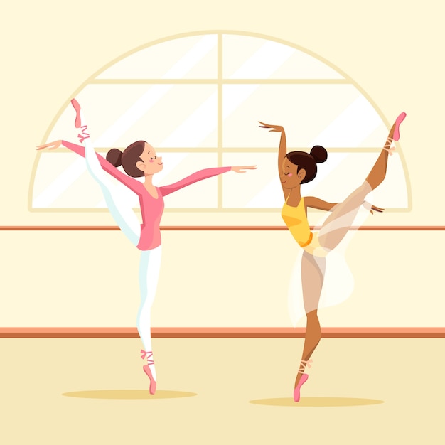 Ballet dancers at class illustration