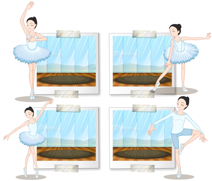 Free Vector ballet dancers dancing and stretching