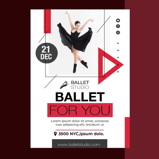 Ballet lessons poster template style