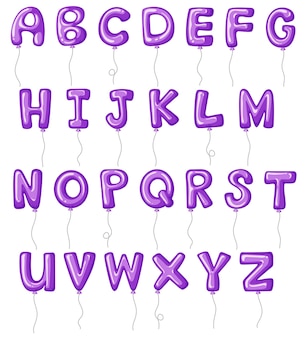 Balloon alphabets in purple color