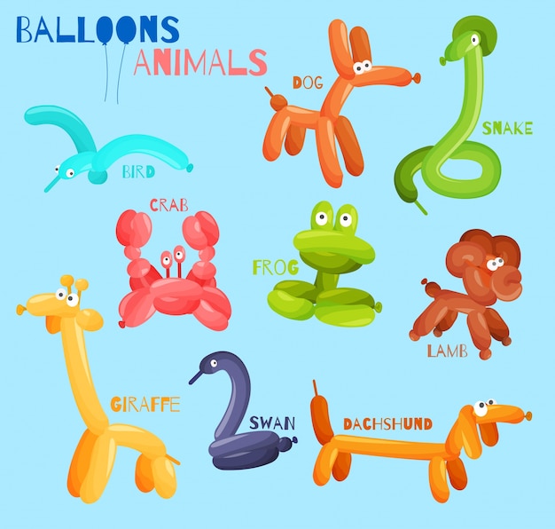 Free vector balloon animals isolated