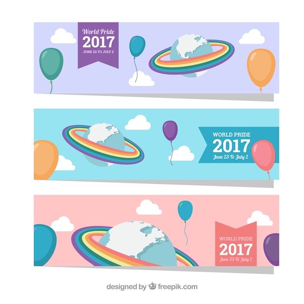 Banner di palloncini e giornata di orgoglio mondiale