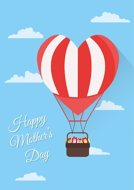 день воздушный шар в форме сердца, матери приветствие