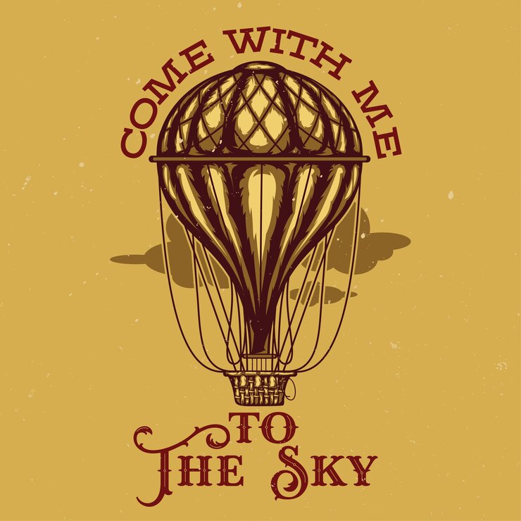Free Vector balloon illustration with come with me to the sky lettering