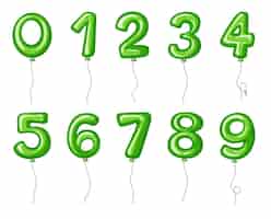Vettore gratuito numeri del palloncino da zero a nove in colore verde