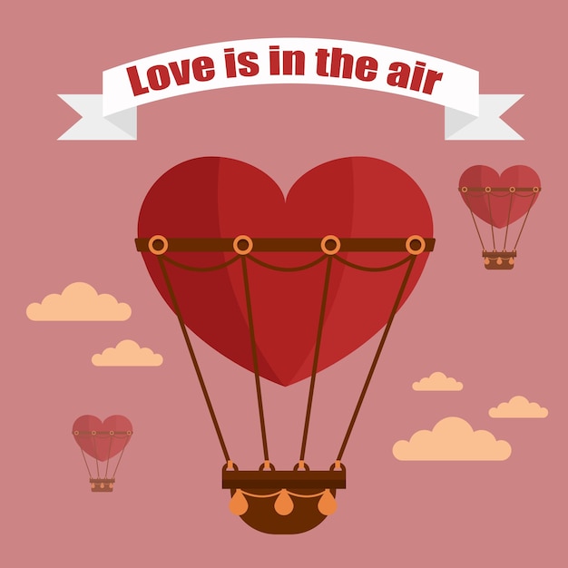 Balloon with love is in the air ribbon