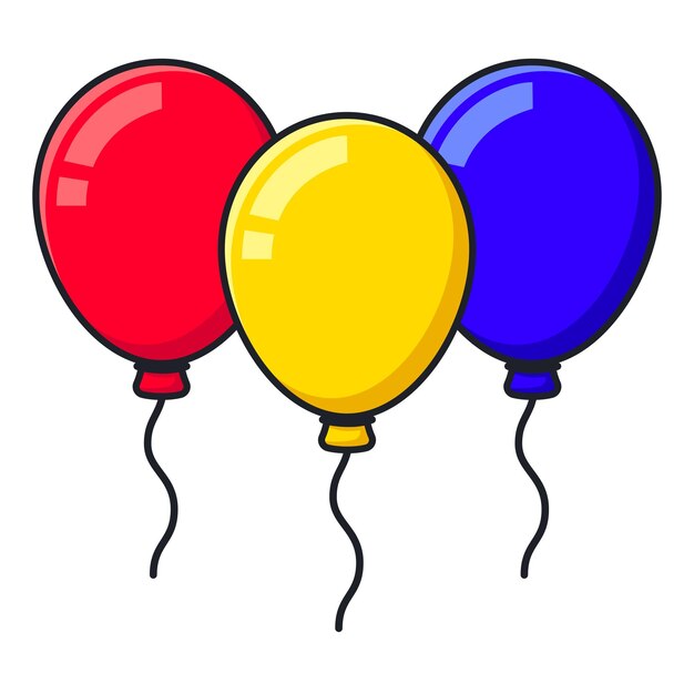 Balloons Coloured Outlines