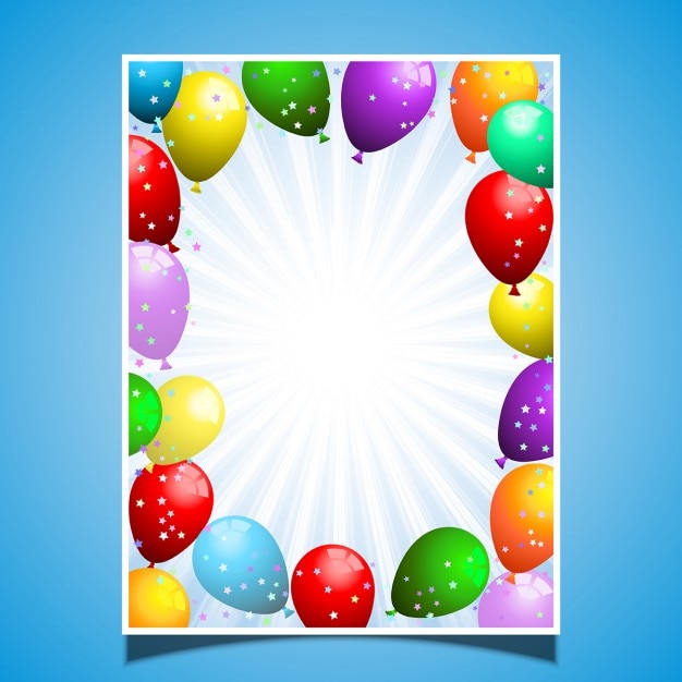 Free vector balloons and confetti birthday card