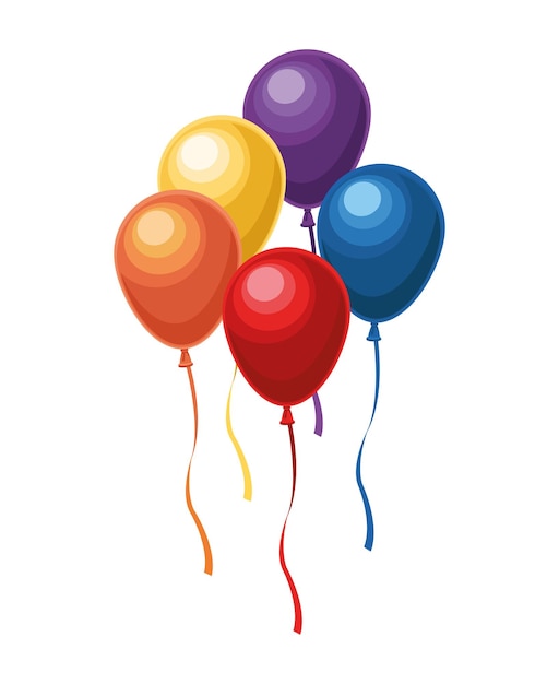 Vettore gratuito palloncini elio galleggiante icona decorativa