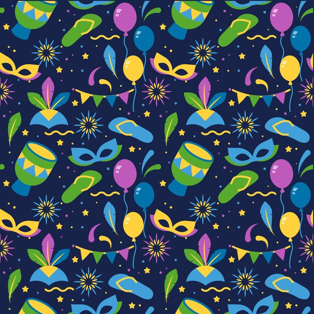 Balloons and musical instruments seamless carnival pattern