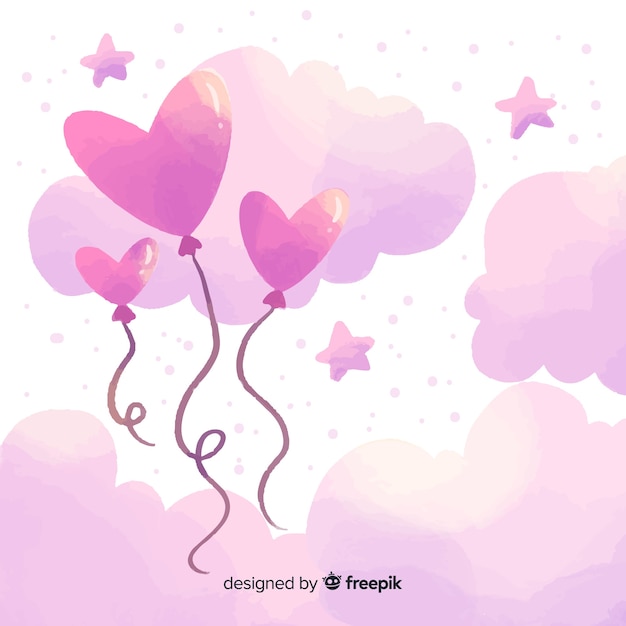 Balloons in the sky valentine's day background