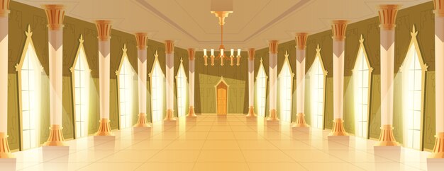 Ballroom hall with chandelier vector illustration
