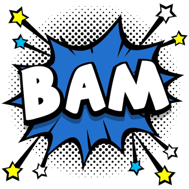 Free vector bam pop art comic speech bubbles book sound effects