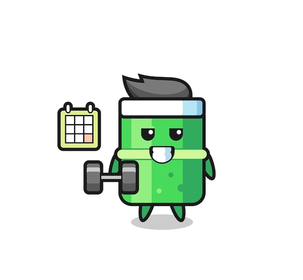 Bamboo mascot cartoon doing fitness with dumbbell , cute style design for t shirt, sticker, logo element