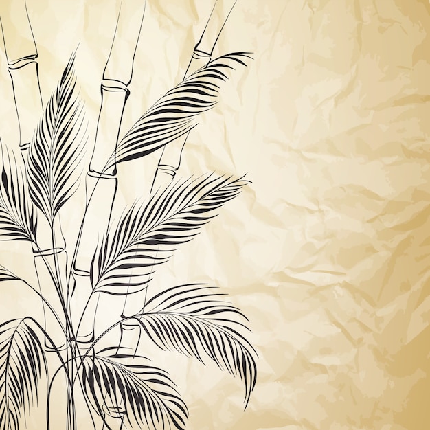 Бесплатное векторное изображение Бамбуковое дерево на фоне старой бумаги