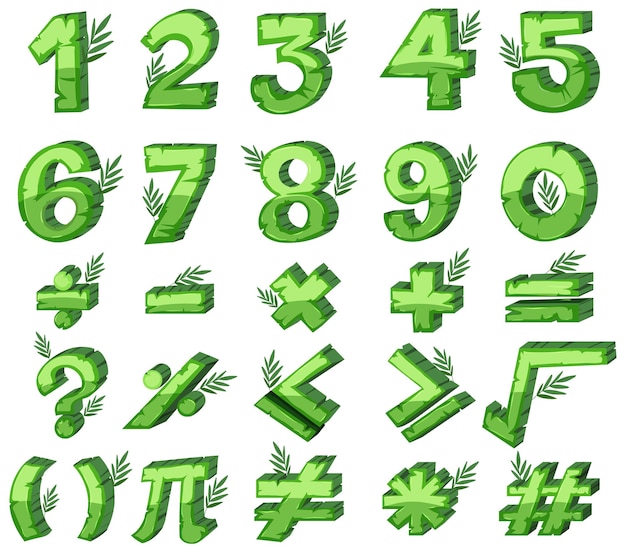 Free vector bambooshaped numerals on white background