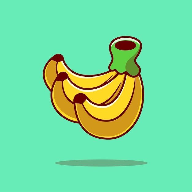 Банан мультфильм вектор значок иллюстрации. Фруктовая природа значок концепция изолированные Premium векторы. Плоский мультяшном стиле