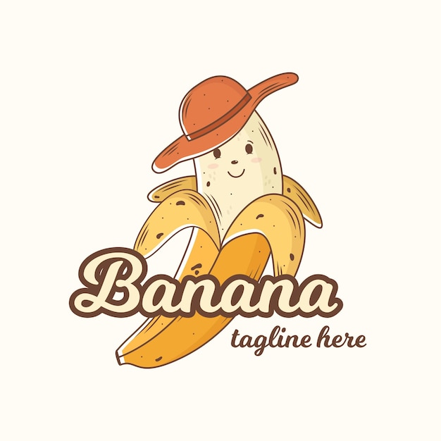 Banana character logo template