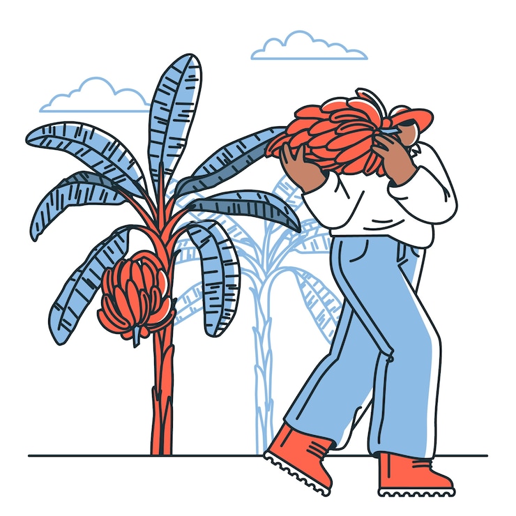 Free Vector banana farmer concept illustration