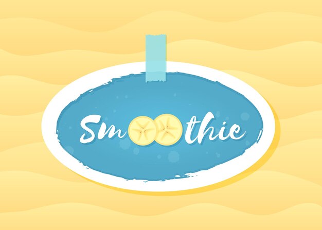 Банановый фруктовый смузи коктейль этикетка векторные иллюстрации знак смузи на синем фоне в белом