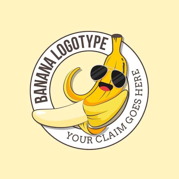 Vettore gratuito modello di logo di banana indossando occhiali da sole