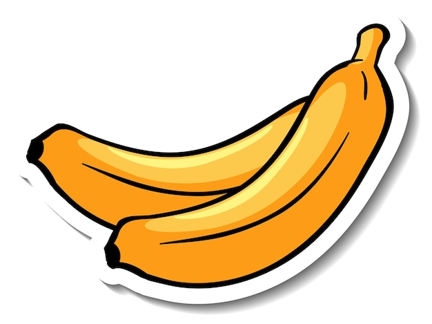 Vettore gratuito autoadesivo del fumetto delle banane su priorità bassa bianca