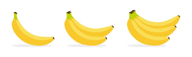 Векторная иллюстрация бананов желтые фрукты банан тропические фрукты изолированные набор иконок