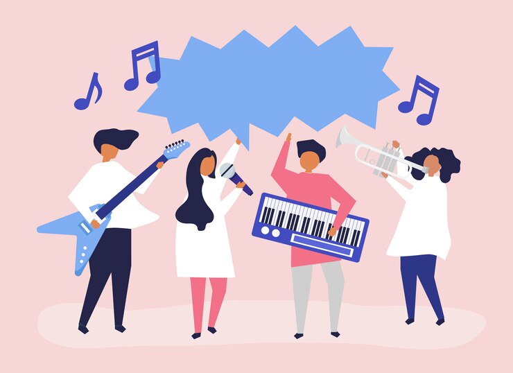 Free Vector a band performing live music