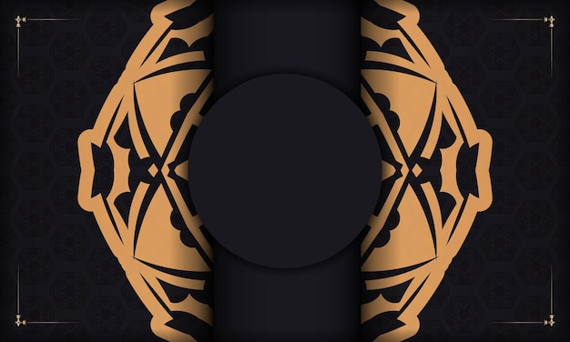 Baner in black with a luxurious orange pattern and a place under the logo