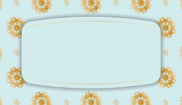 골동품 금 장신구와 텍스트를 위한 장소가 있는 아쿠아마린 색상의 Baner 프리미엄 벡터